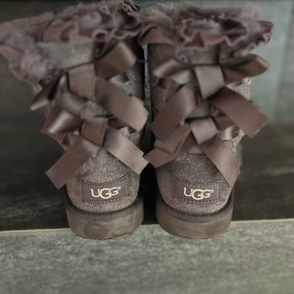Girls UGG Dark Purple Boots with Bows
